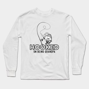 Mens Fishing Shirt for Grandpa Hooked on Being a Grandpa Fish Tee Long Sleeve T-Shirt